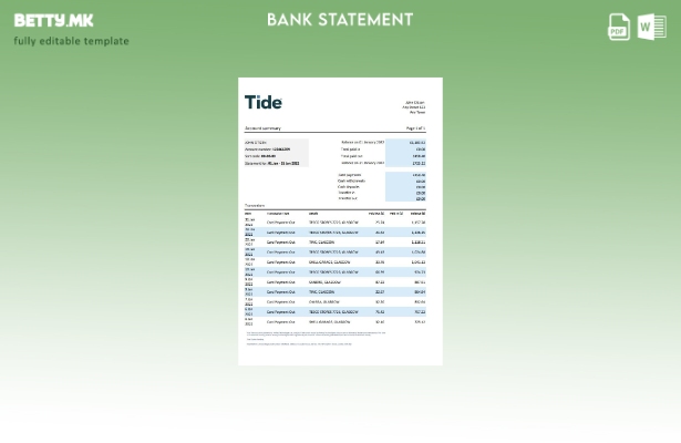 модерен стил Обединетото Кралство Tide банкарски шаблон ексел